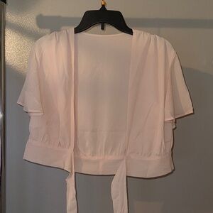 Lyaner Deep V Neck Tie Front Beige Size S